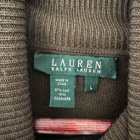 Lauren Ralph Lauren Classic Silk-Cashmere Blended Brown Turtleneck Sweater - Picture 2 of 6